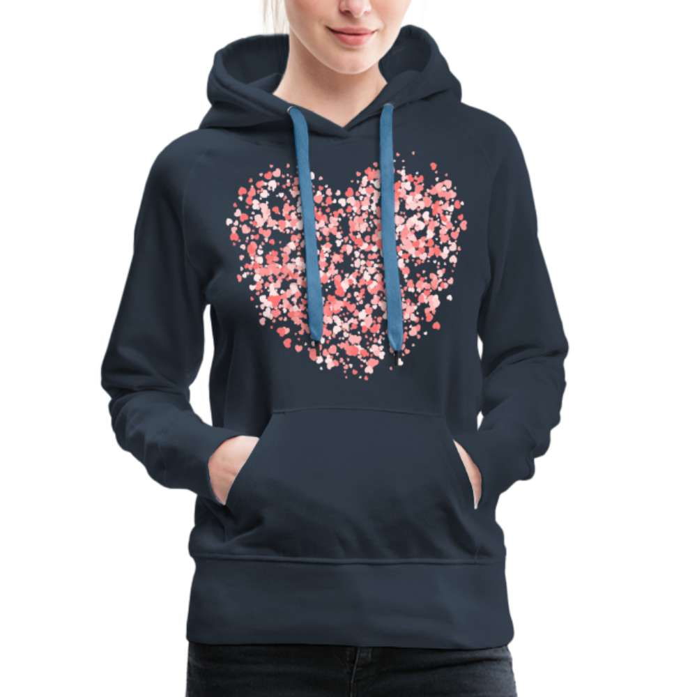 Konfetti Herz Frauen Premium Hoodie - Navy