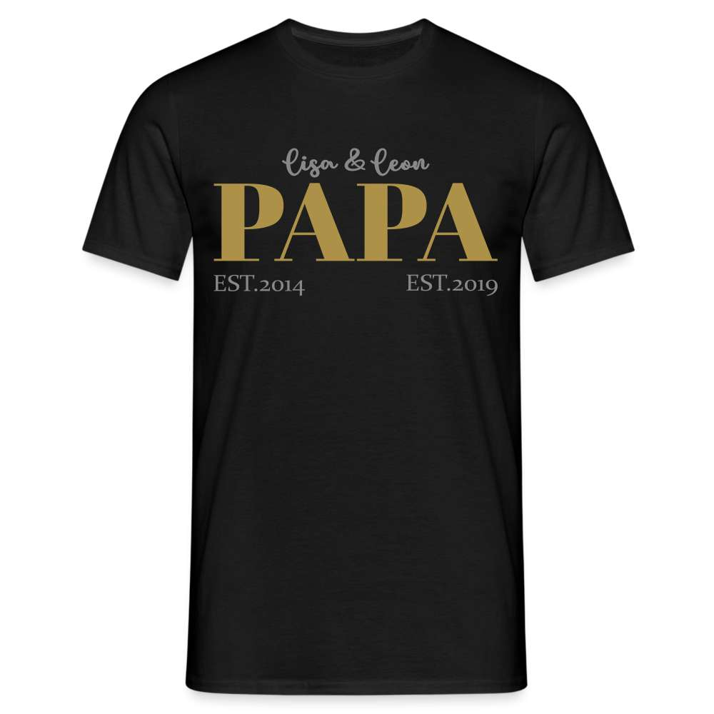 Papa Shirt Namens Shirt Stolzer Papa Personalisierbar Geschenk T-Shirt - Schwarz