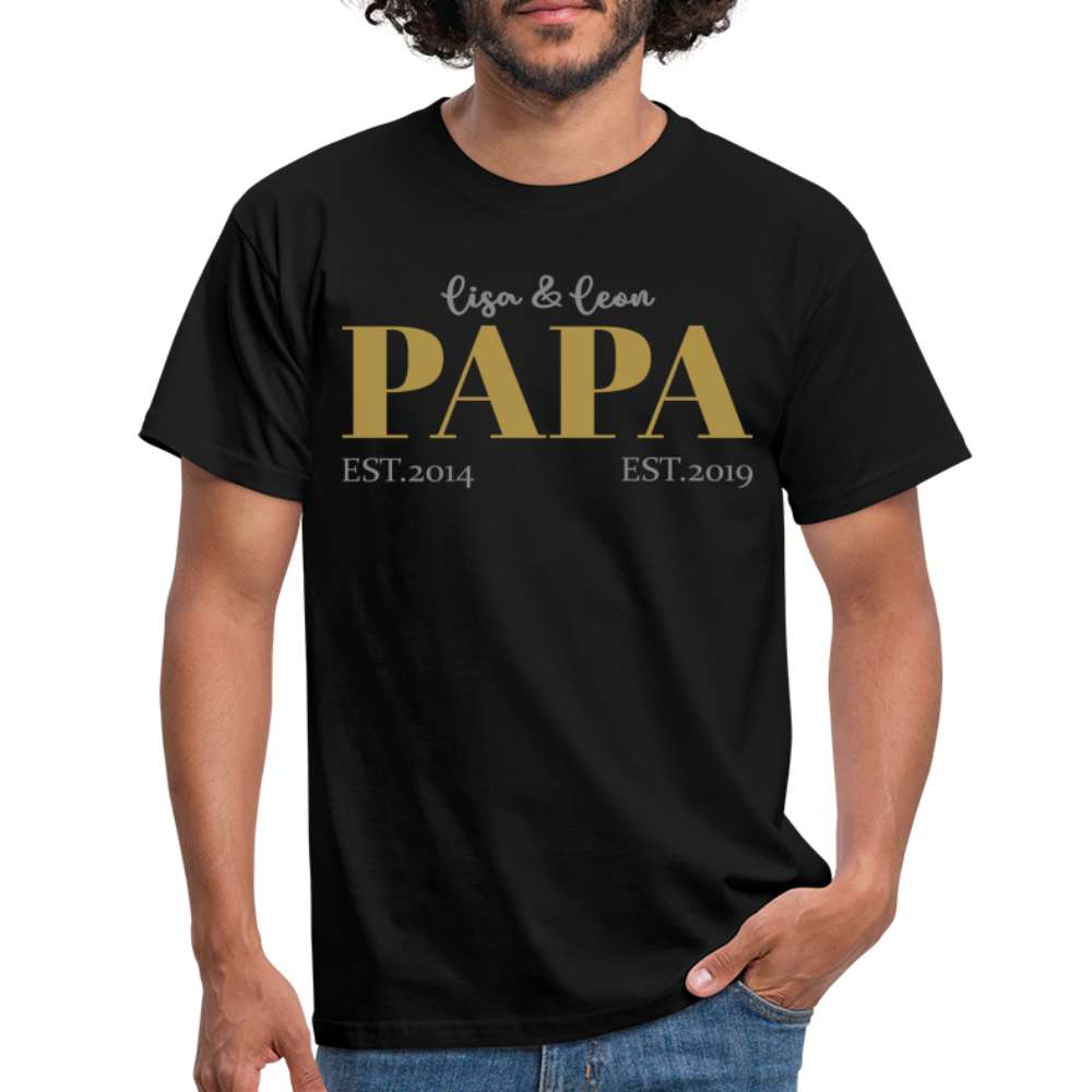 Papa Shirt Namens Shirt Stolzer Papa Personalisierbar Geschenk T-Shirt - Schwarz