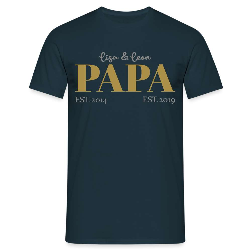 Papa Shirt Namens Shirt Stolzer Papa Personalisierbar Geschenk T-Shirt - Navy