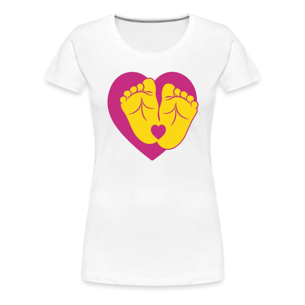 Herz Finderfüße Geschenk Shirt für werdende Mamas - weiß