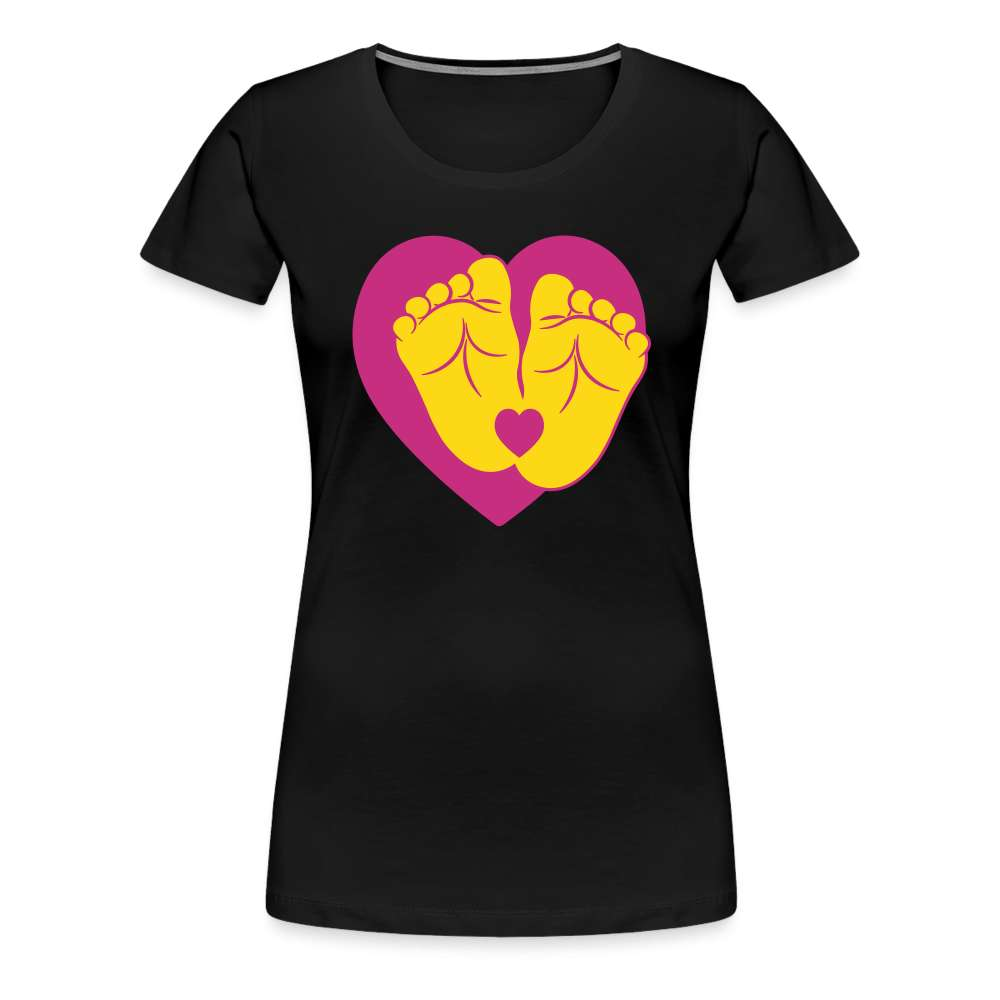 Herz Finderfüße Geschenk Shirt für werdende Mamas - Schwarz