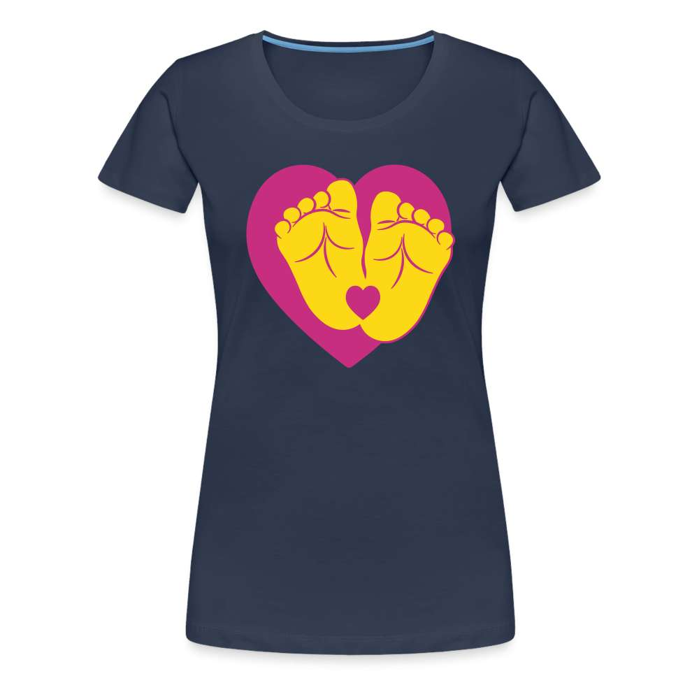 Herz Finderfüße Geschenk Shirt für werdende Mamas - Navy
