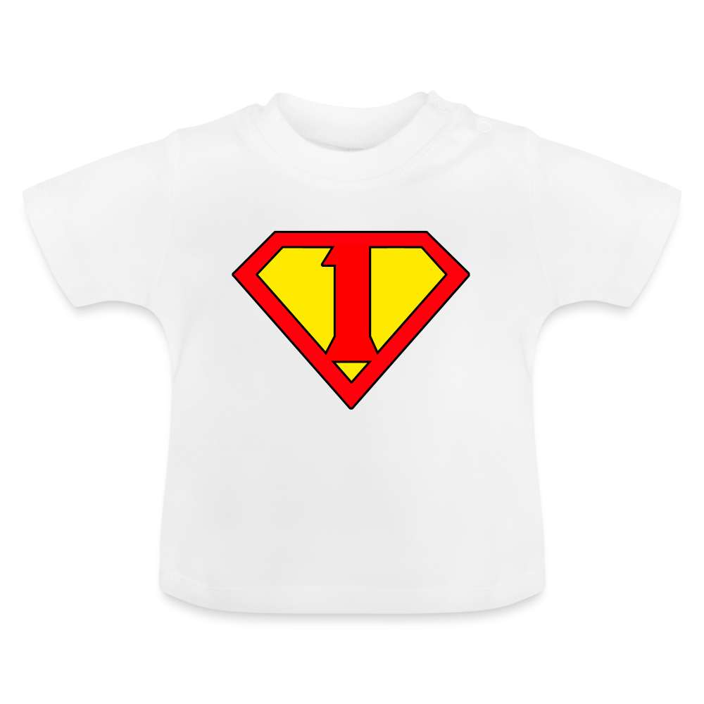 1. Geburtstag - Super Baby Comic Style Geschenk Baby T-Shirt - weiß