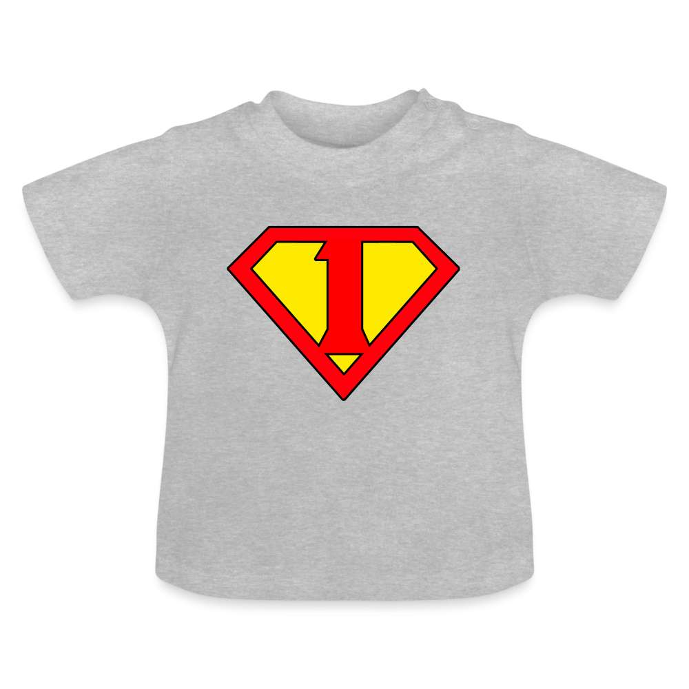 1. Geburtstag - Super Baby Comic Style Geschenk Baby T-Shirt - Grau meliert