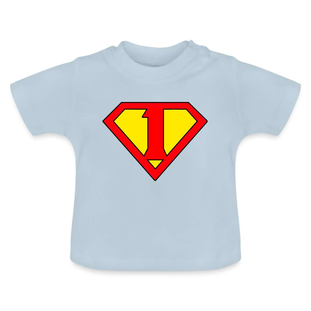 1. Geburtstag - Super Baby Comic Style Geschenk Baby T-Shirt - Hellblau