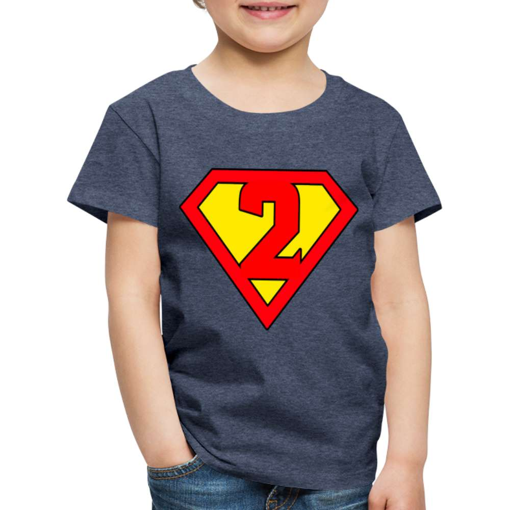 2. Geburtstag - Super Baby Comic Style Geschenk Kinder Premium T-Shirt - Blau meliert