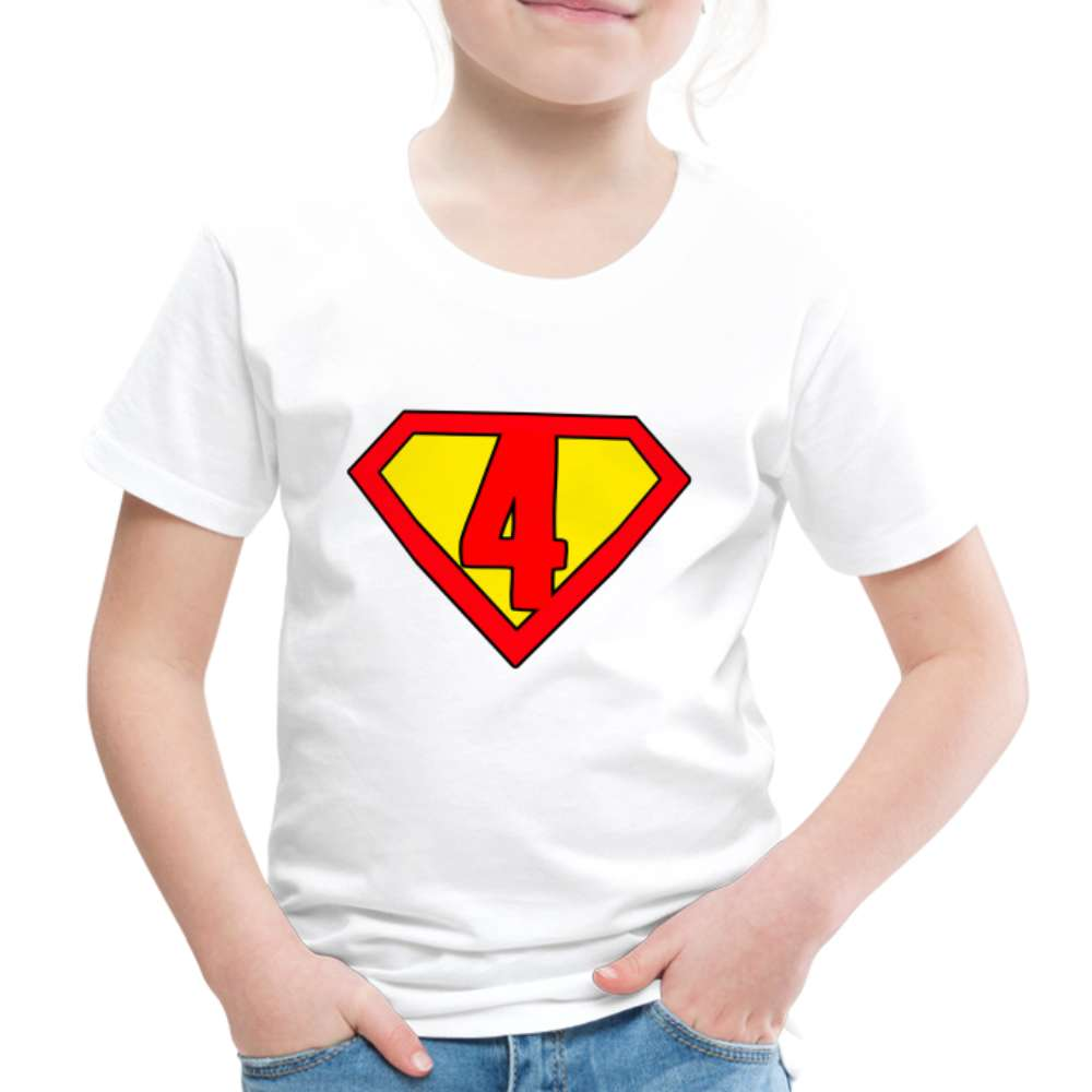 4. Geburtstag - Super Baby Comic Style Geschenk Kinder Premium T-Shirt - weiß