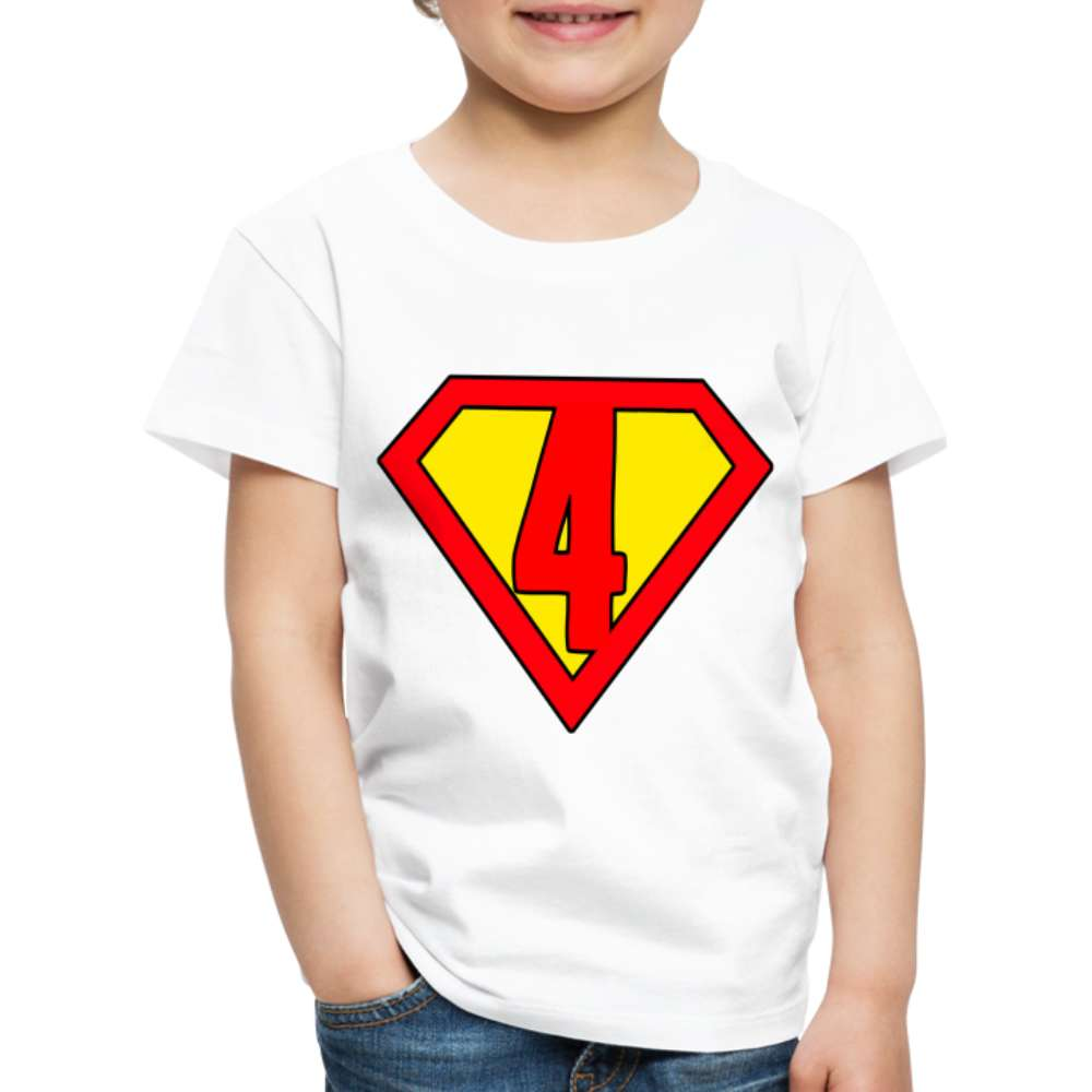 4. Geburtstag - Super Baby Comic Style Geschenk Kinder Premium T-Shirt - weiß