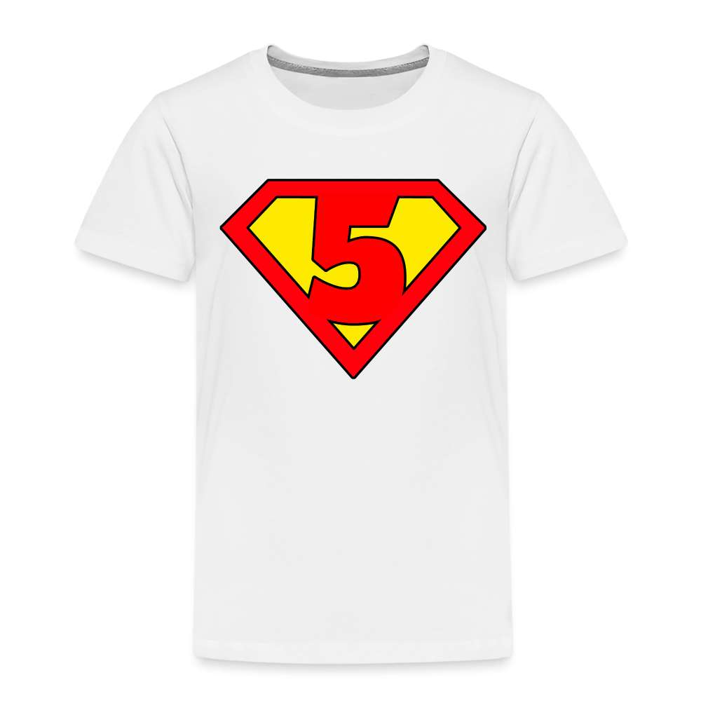 5. Geburtstag - Super Baby Comic Style Geschenk Kinder Premium T-Shirt - weiß