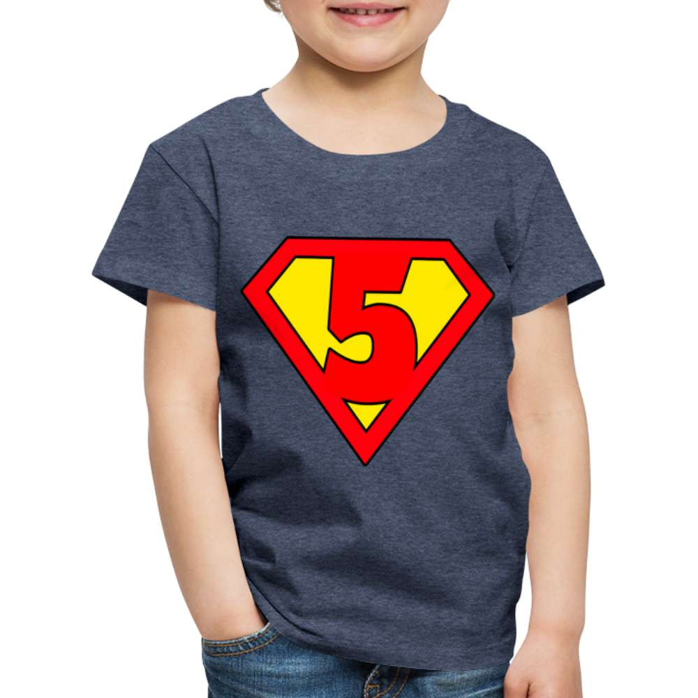 5. Geburtstag - Super Baby Comic Style Geschenk Kinder Premium T-Shirt - Blau meliert