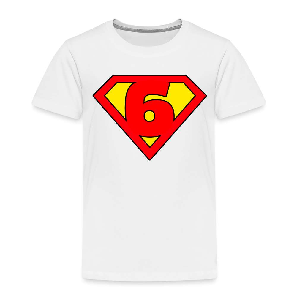 6. Geburtstag - Super Baby Comic Style Geschenk Kinder Premium T-Shirt - weiß