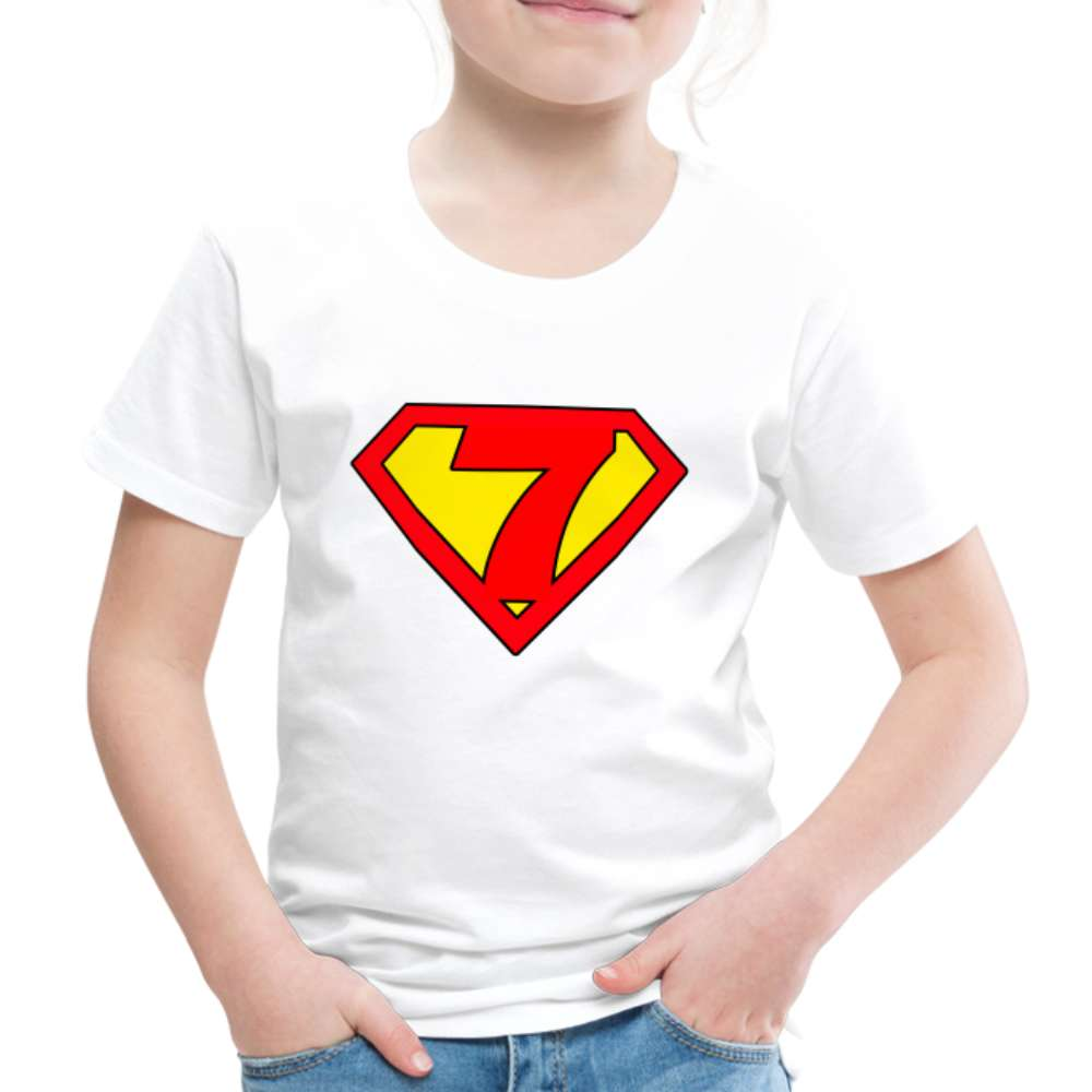 7. Geburtstag - Super Baby Comic Style Geschenk Kinder Premium T-Shirt - weiß
