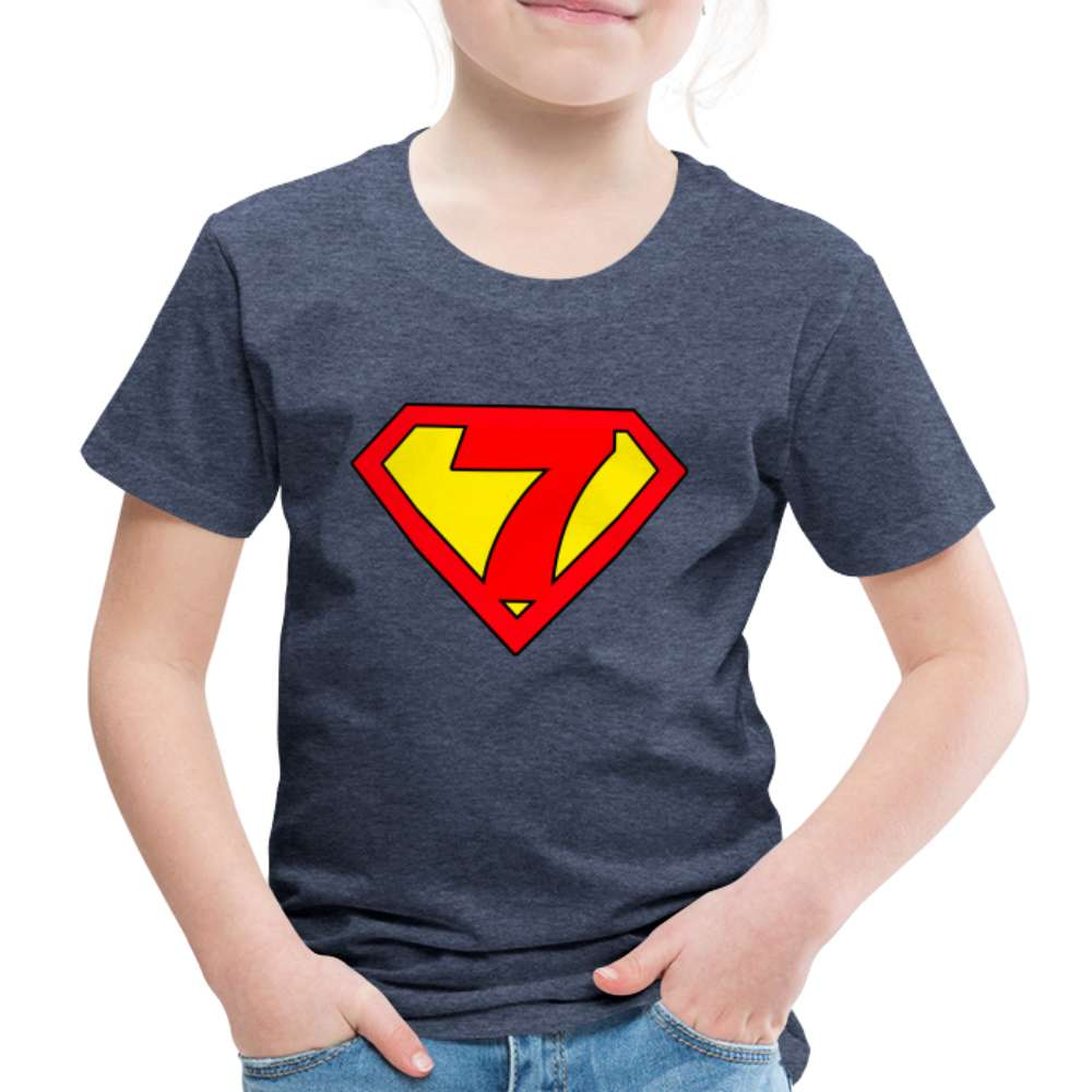 7. Geburtstag - Super Baby Comic Style Geschenk Kinder Premium T-Shirt - Blau meliert