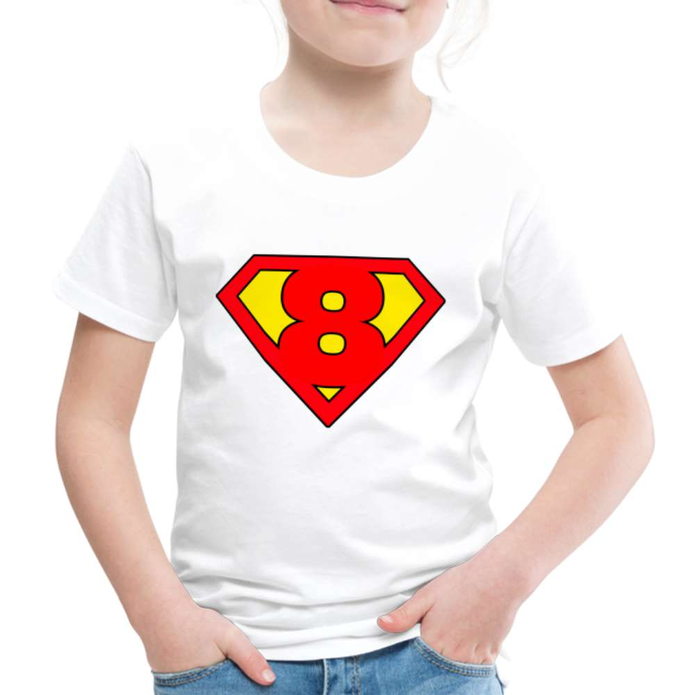 8. Geburtstag - Super Baby Comic Style Geschenk Kinder Premium T-Shirt - weiß