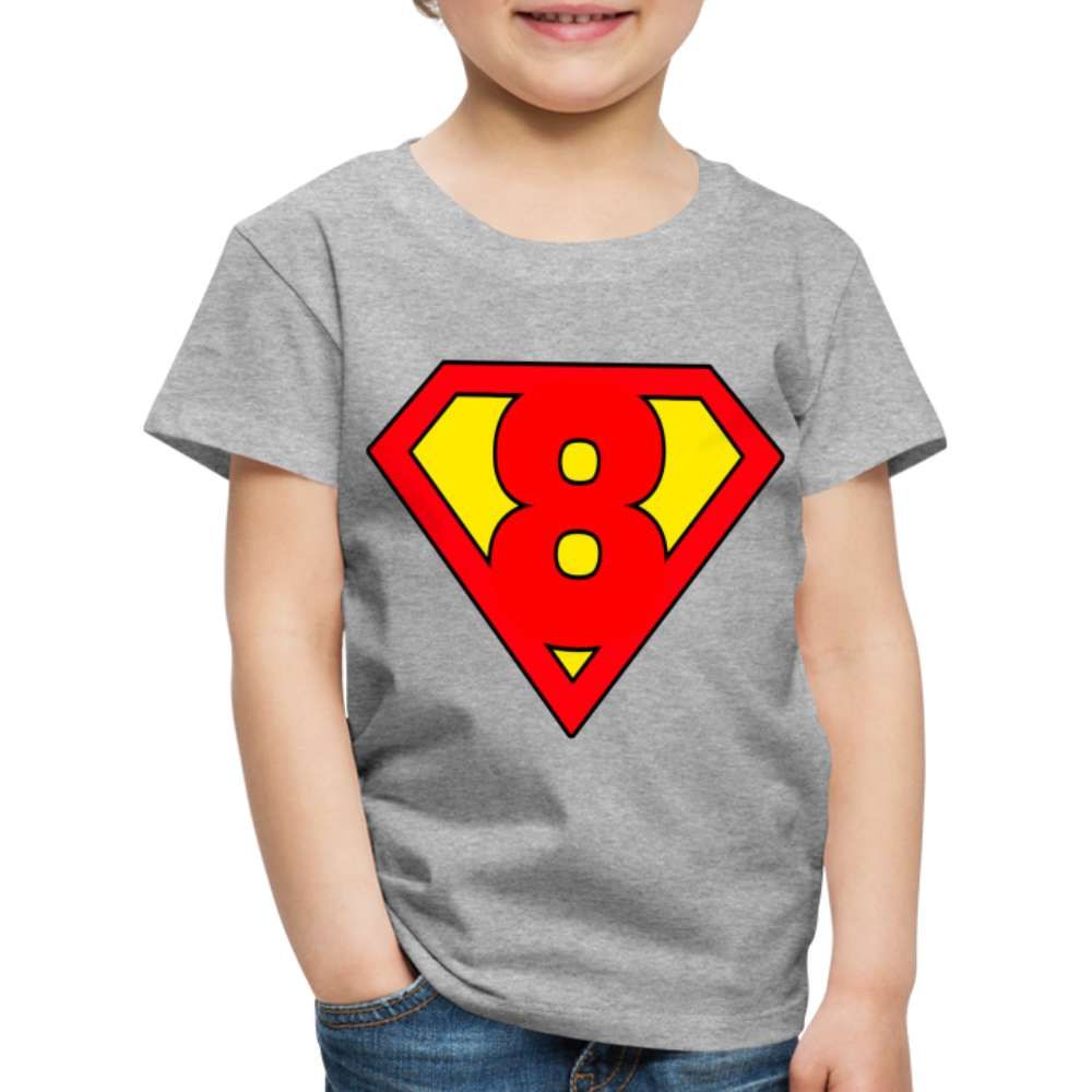 8. Geburtstag - Super Baby Comic Style Geschenk Kinder Premium T-Shirt - Grau meliert