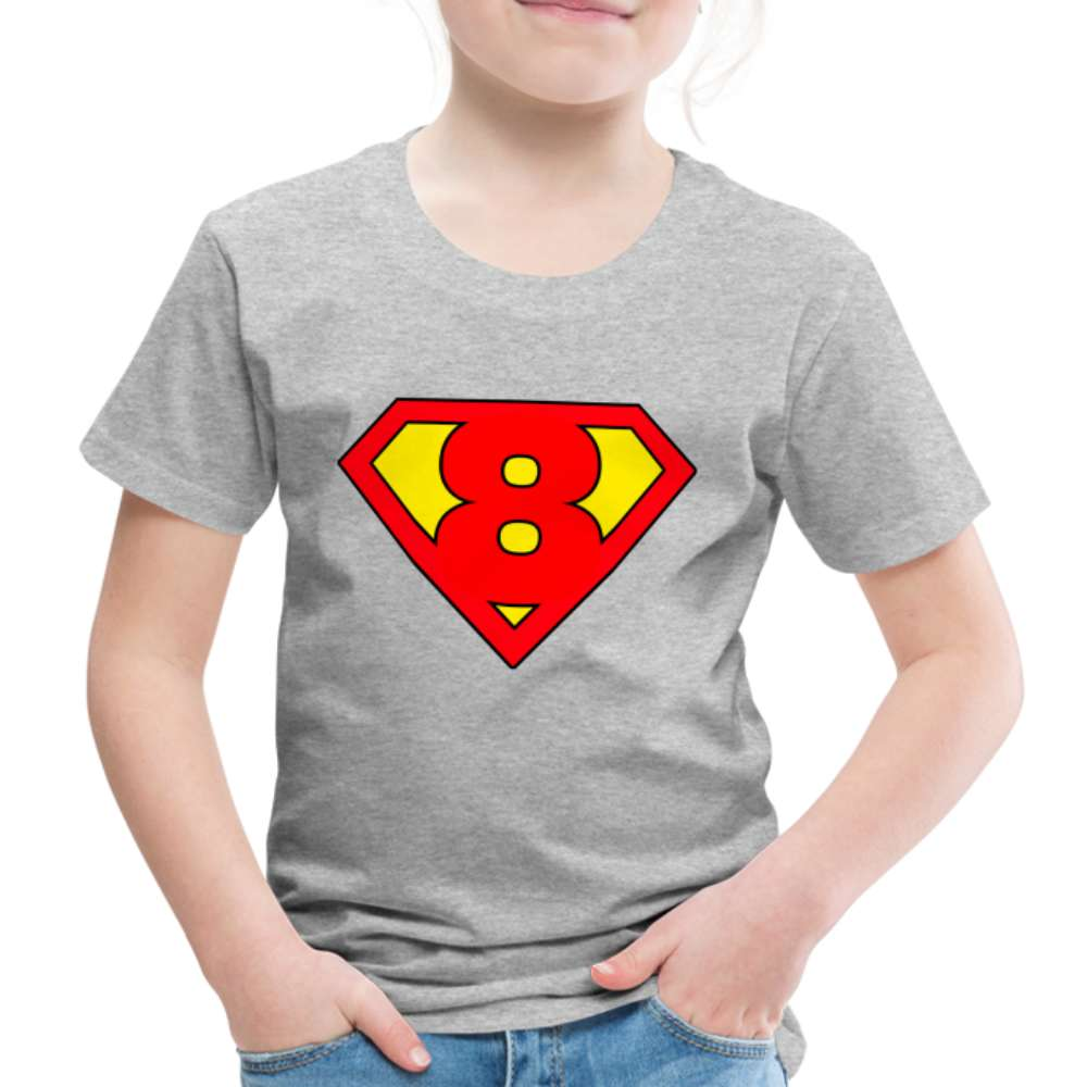 8. Geburtstag - Super Baby Comic Style Geschenk Kinder Premium T-Shirt - Grau meliert
