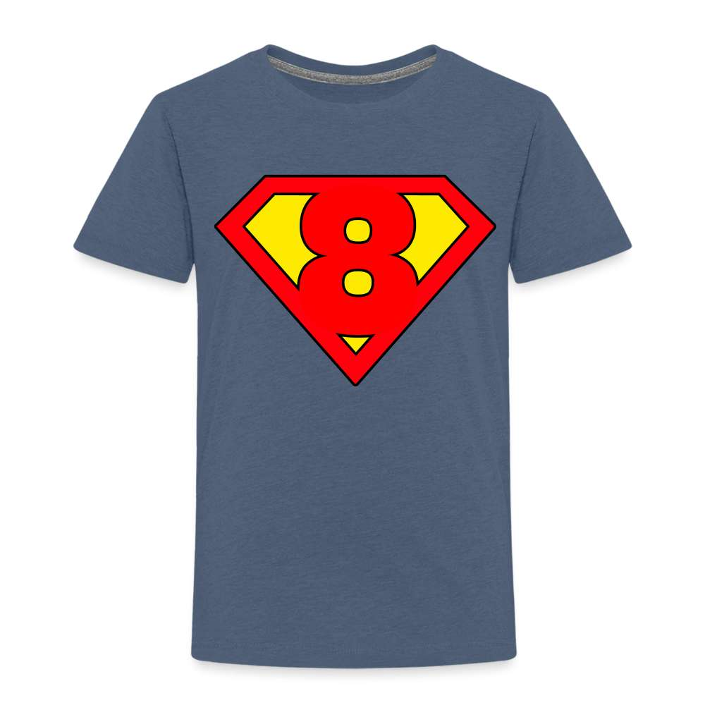 8. Geburtstag - Super Baby Comic Style Geschenk Kinder Premium T-Shirt - Blau meliert