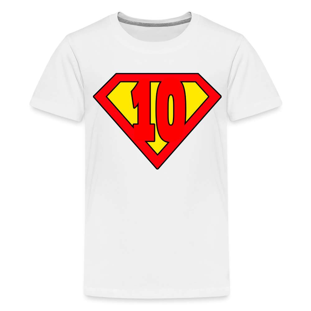 10. Geburtstag - Super Baby Comic Style Geschenk Teenager Premium T-Shirt - weiß