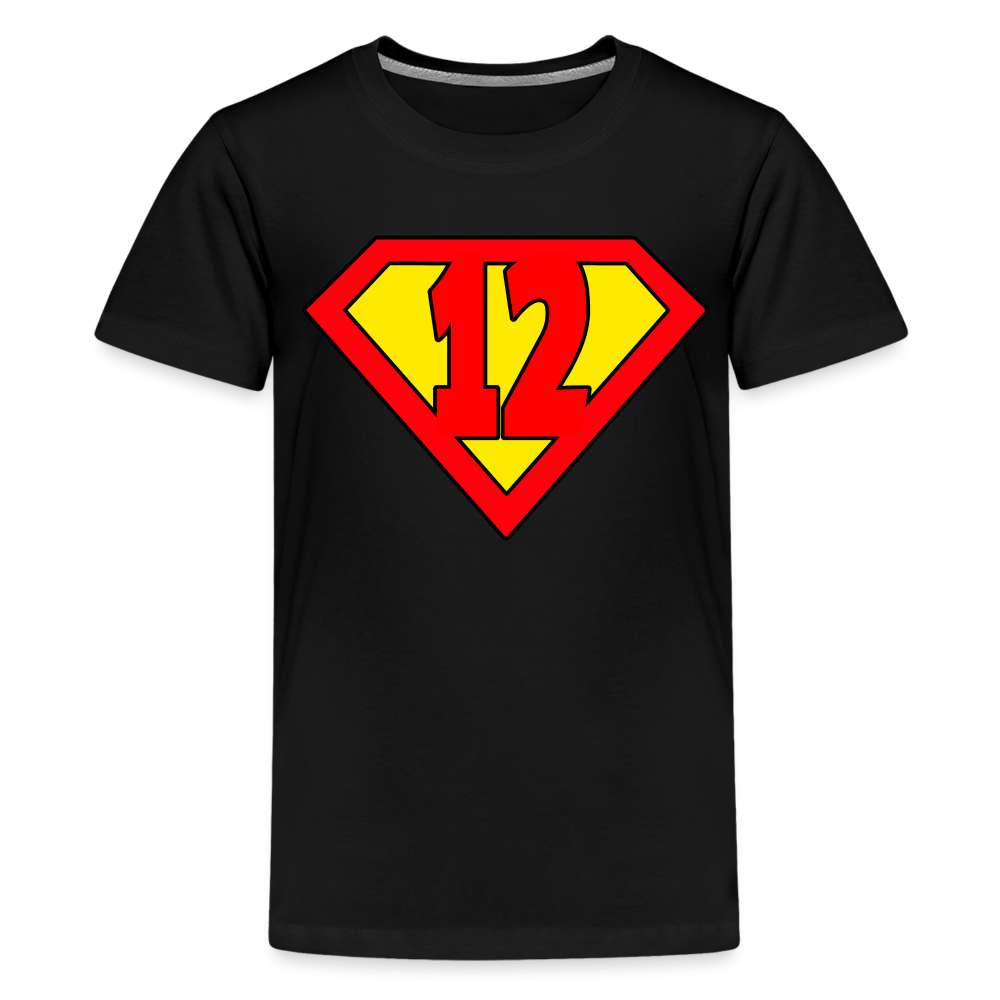 12. Geburtstag - Super Baby Comic Style Geschenk Teenager Premium T-Shirt - Schwarz