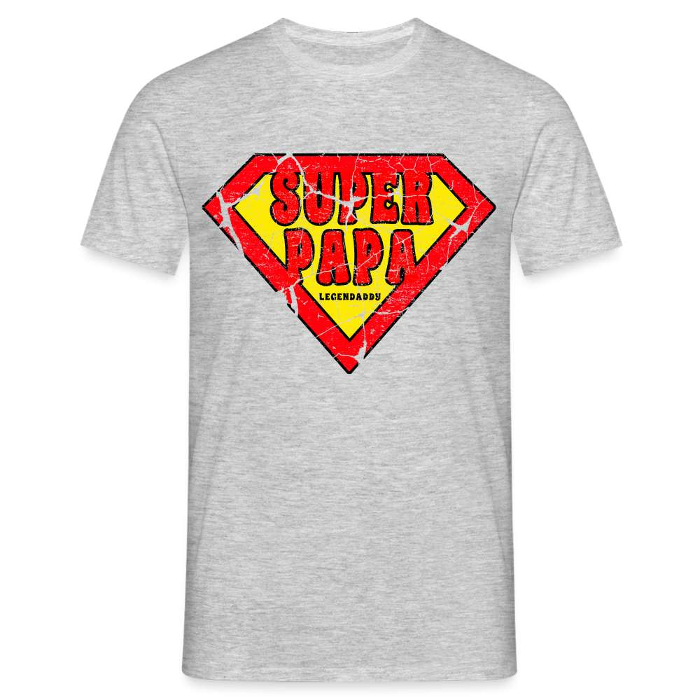 Super Papa Comic Style - Vatertag Geburtstag Geschenk T-Shirt - Grau meliert