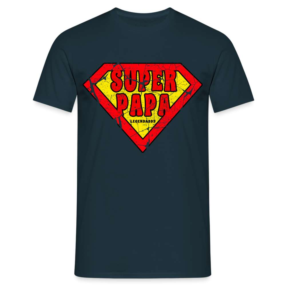 Super Papa Comic Style - Vatertag Geburtstag Geschenk T-Shirt - Navy
