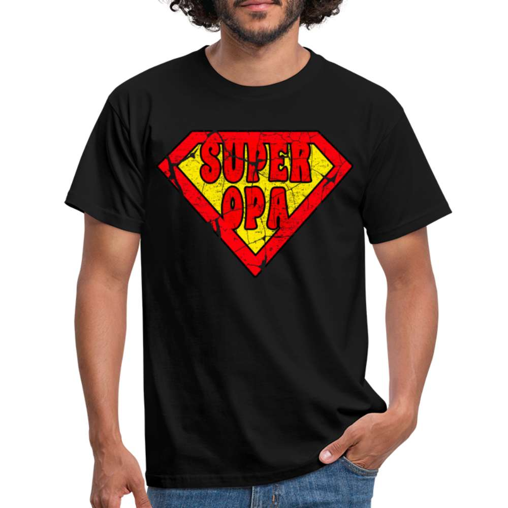 Super Opa Comic Style - Großvater Geburtstag Geschenk T-Shirt - Schwarz