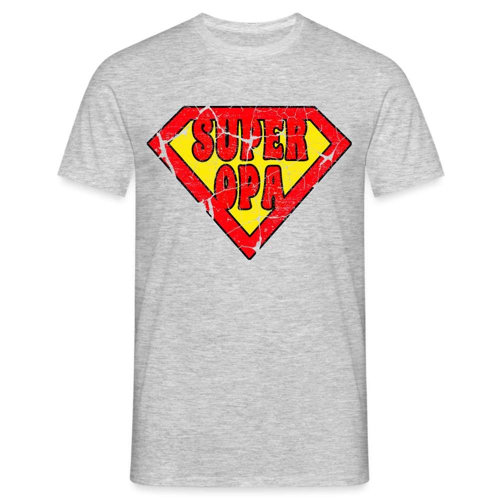 Super Opa Comic Style - Großvater Geburtstag Geschenk T-Shirt - Grau meliert