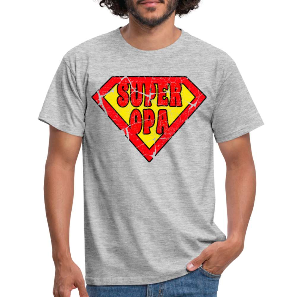 Super Opa Comic Style - Großvater Geburtstag Geschenk T-Shirt - Grau meliert