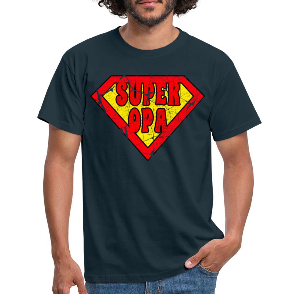 Super Opa Comic Style - Großvater Geburtstag Geschenk T-Shirt - Navy