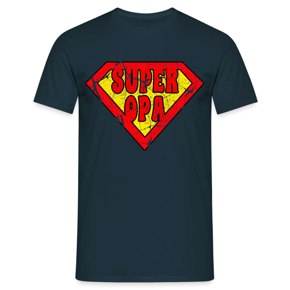 Super Opa Comic Style - Großvater Geburtstag Geschenk T-Shirt - Navy
