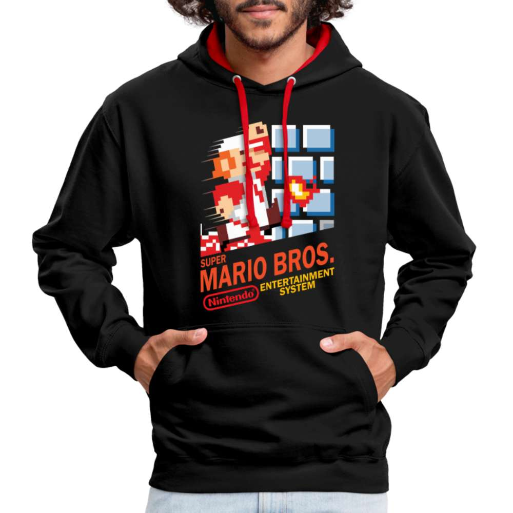 80er Retro Gaming 8-Bit Gaming Kontrast-Hoodie - Schwarz/Rot