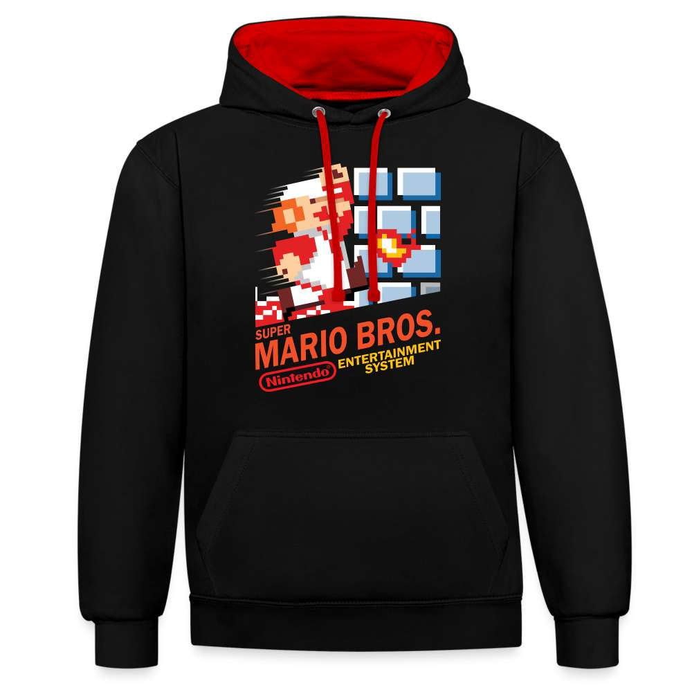 80er Retro Gaming 8-Bit Gaming Kontrast-Hoodie - Schwarz/Rot