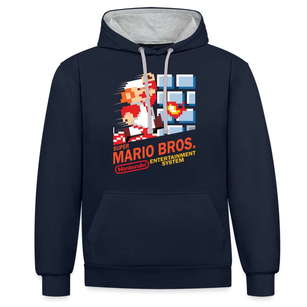 80er Retro Gaming 8-Bit Gaming Kontrast-Hoodie - Navy/Grau meliert