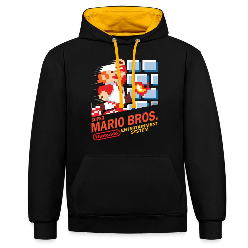 80er Retro Gaming 8-Bit Gaming Kontrast-Hoodie - Schwarz/Gold