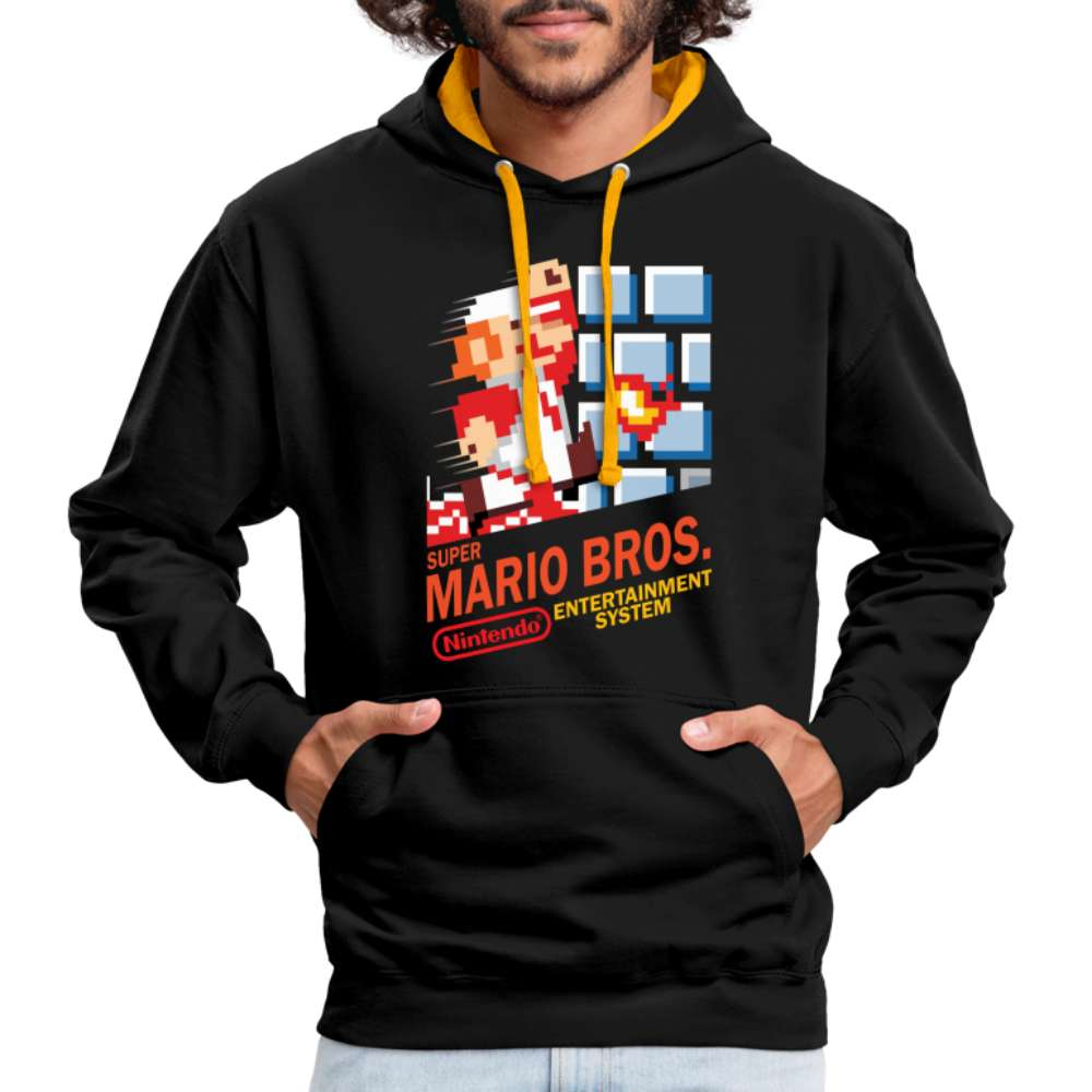 80er Retro Gaming 8-Bit Gaming Kontrast-Hoodie - Schwarz/Gold