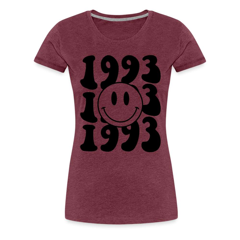 30. Geburtstags Shirt 1993 Smiley Retro Style Frauen Premium T-Shirt - Bordeauxrot meliert