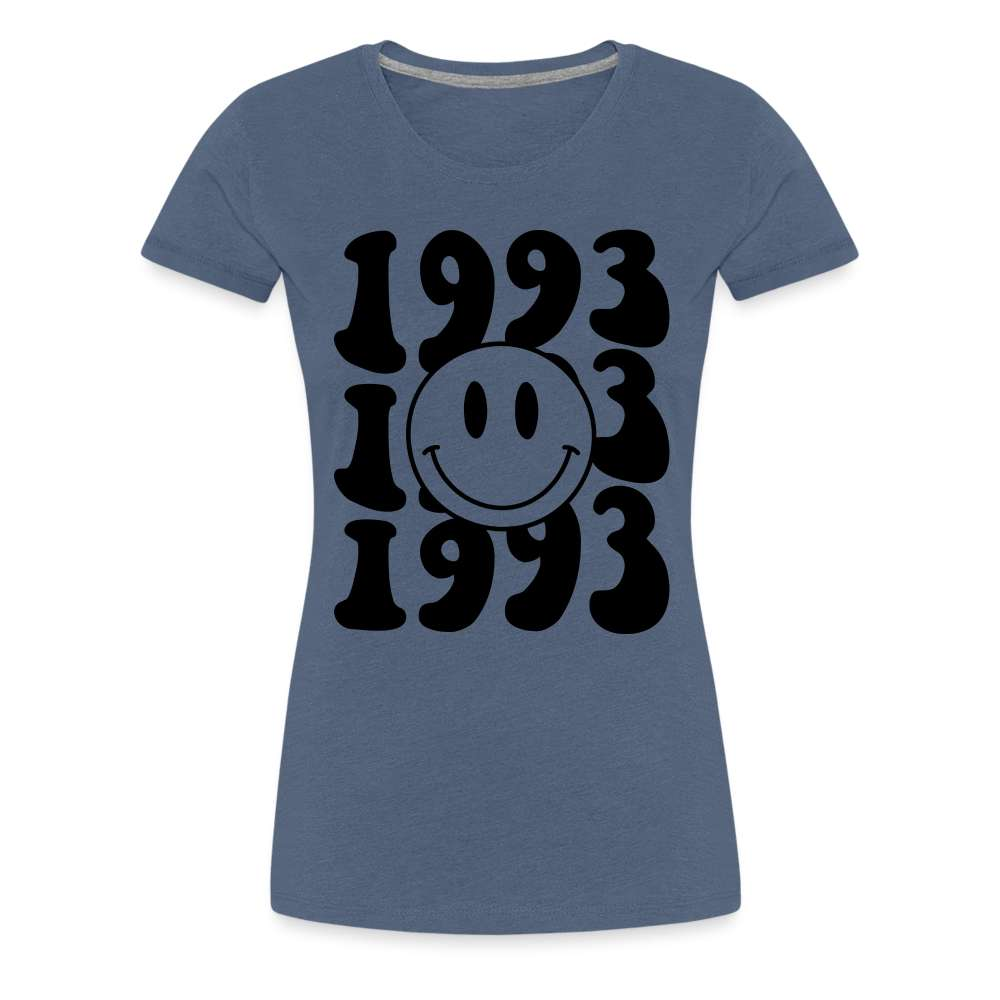 30. Geburtstags Shirt 1993 Smiley Retro Style Frauen Premium T-Shirt - Blau meliert