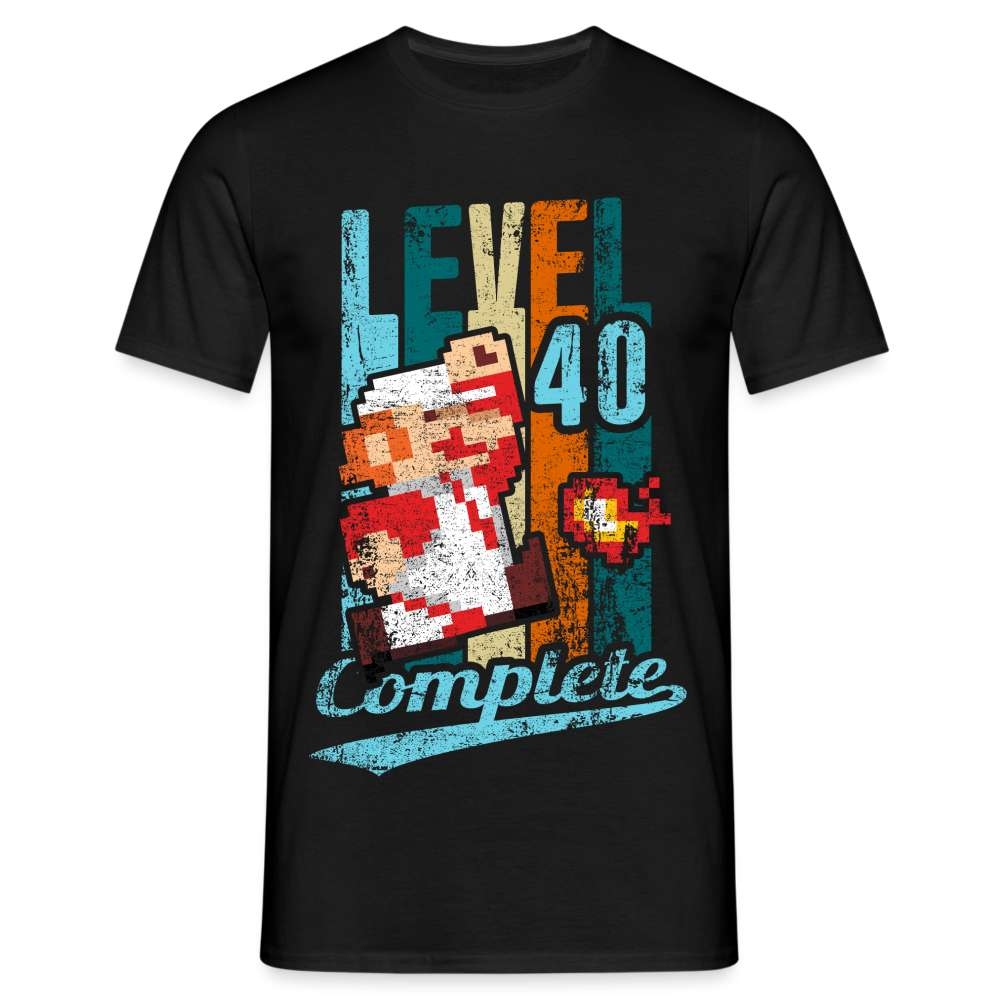 40. Geburtstag Retro Gamer Style Level 40 Complete Geschenk T-Shirt - Schwarz