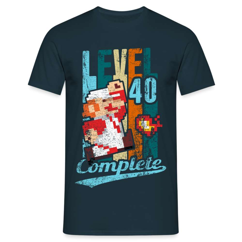 40. Geburtstag Retro Gamer Style Level 40 Complete Geschenk T-Shirt - Navy