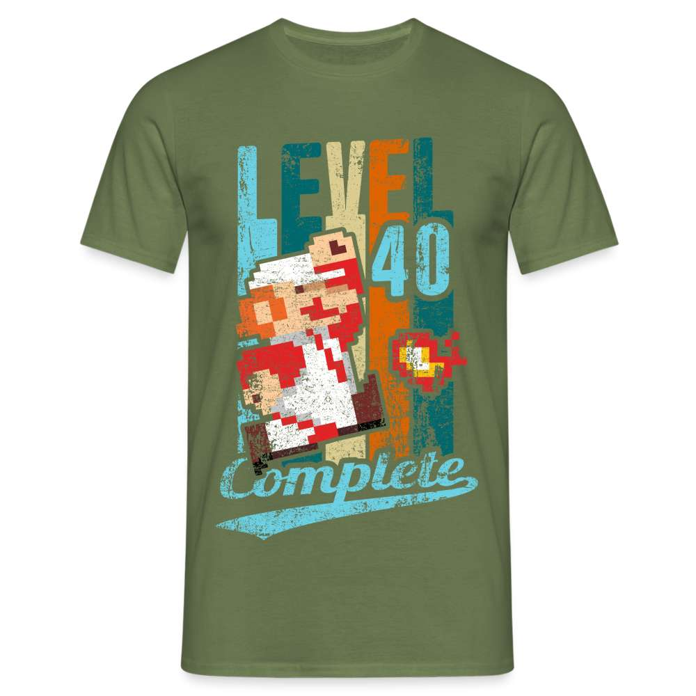 40. Geburtstag Retro Gamer Style Level 40 Complete Geschenk T-Shirt - Militärgrün