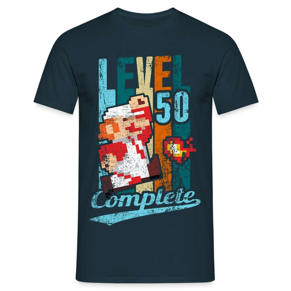 50. Geburtstag Retro Gamer Style Level 50 Complete Geschenk T-Shirt - Navy