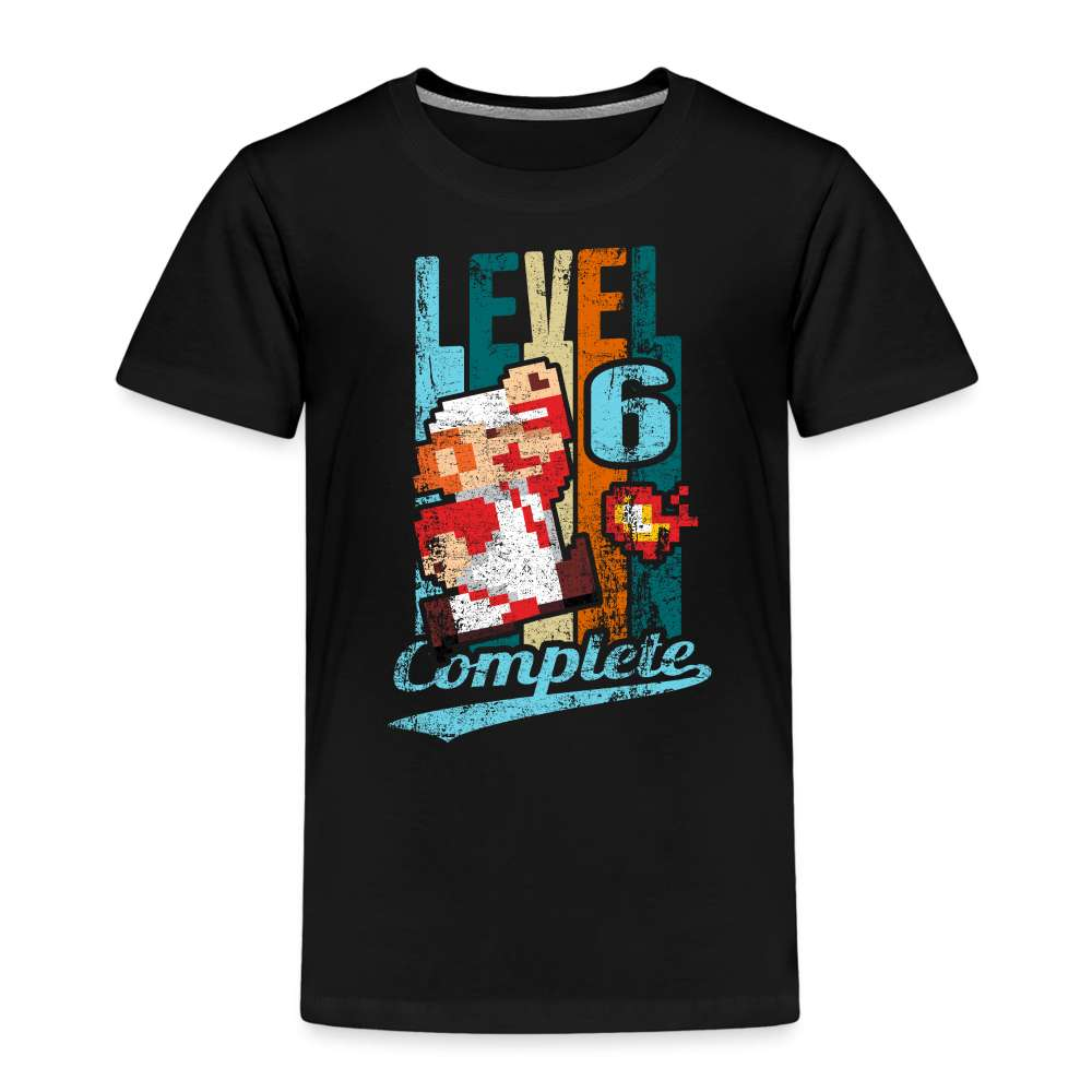 6. Geburtstag Retro Gamer Style Level 6 Complete Geschenk Kinder T-Shirt - Schwarz