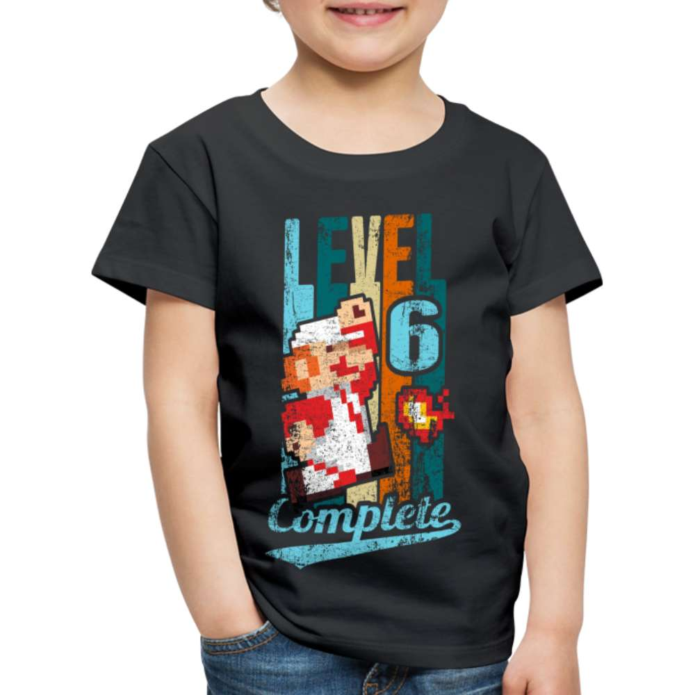 6. Geburtstag Retro Gamer Style Level 6 Complete Geschenk Kinder T-Shirt - Schwarz