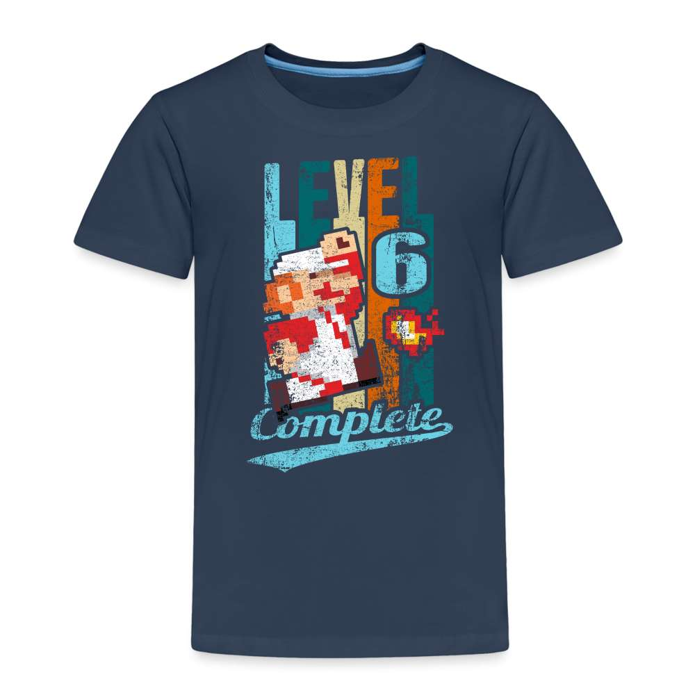 6. Geburtstag Retro Gamer Style Level 6 Complete Geschenk Kinder T-Shirt - Navy