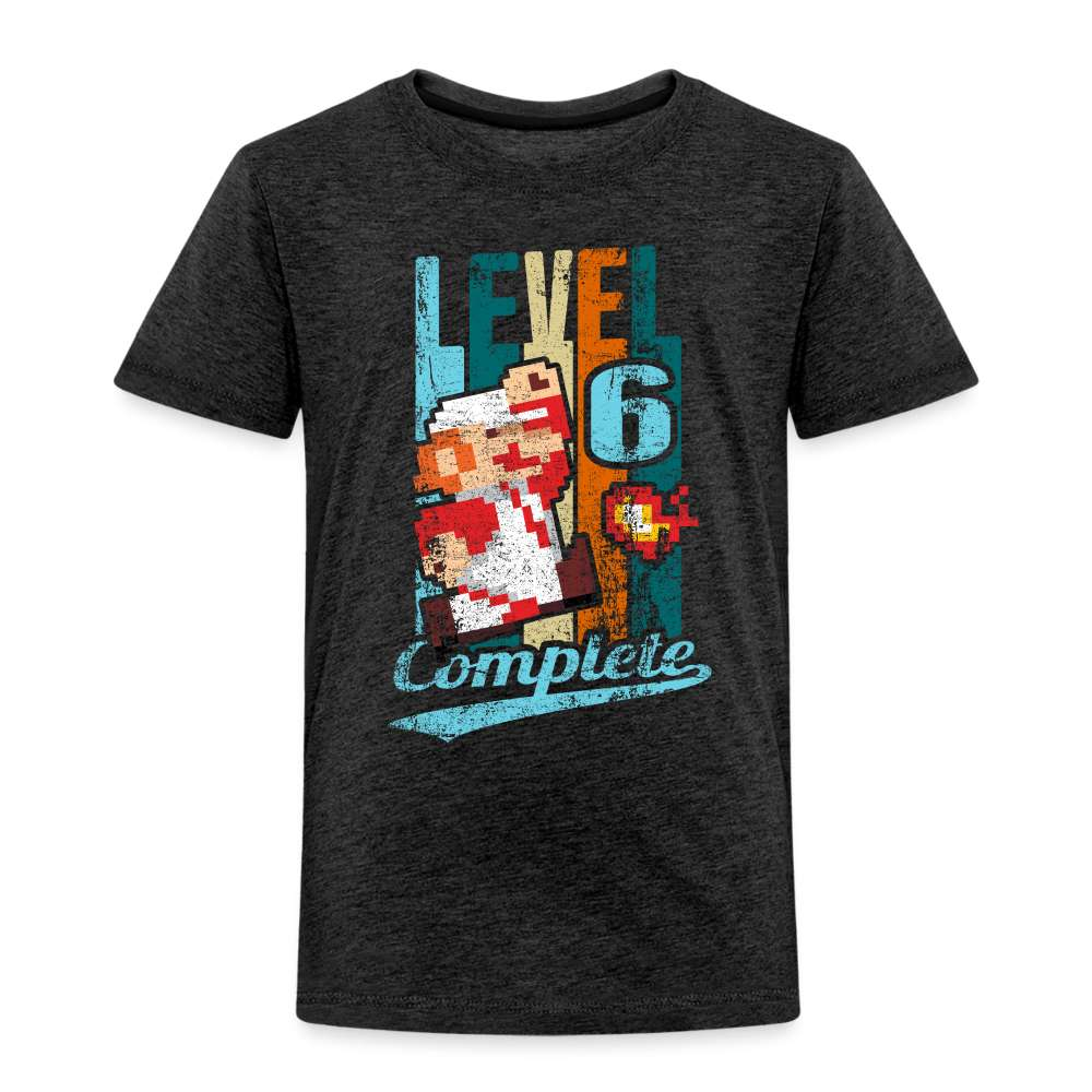6. Geburtstag Retro Gamer Style Level 6 Complete Geschenk Kinder T-Shirt - Anthrazit