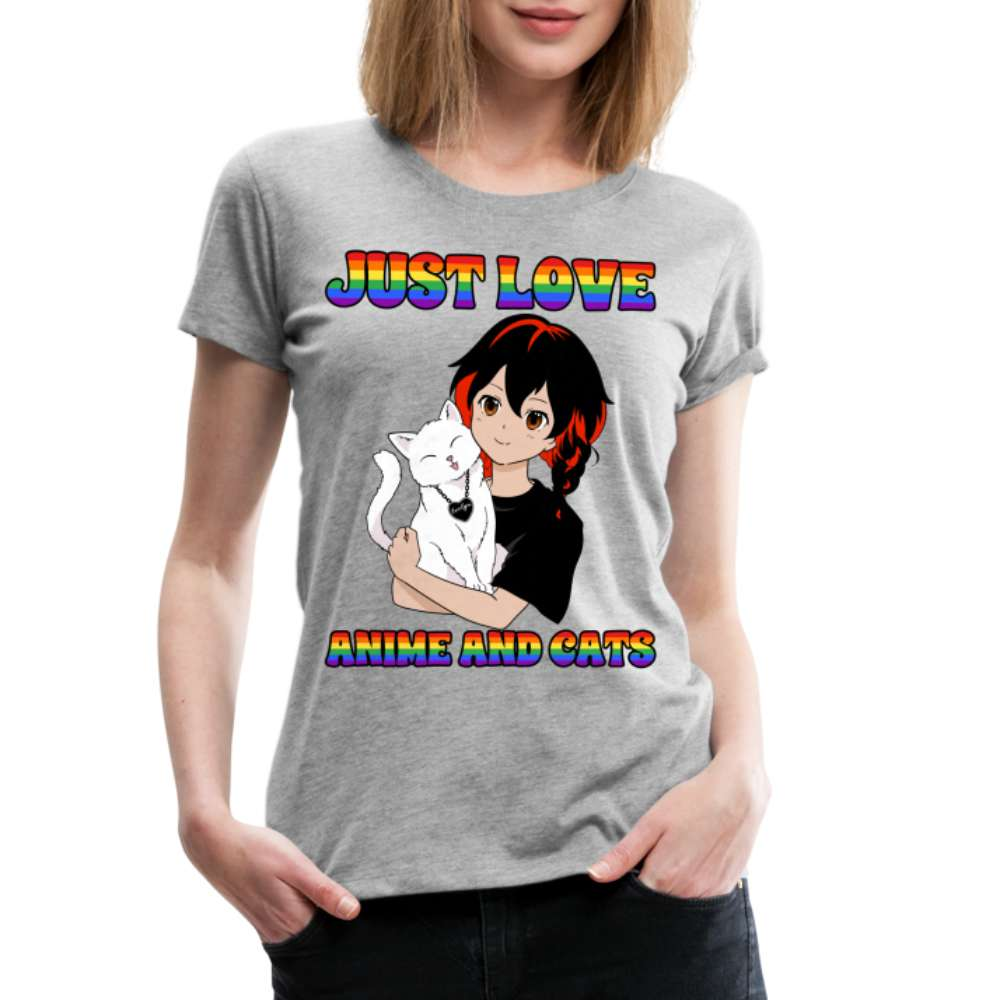 Just Love Anime - Regenbogen - Premium T-Shirt - Grau meliert