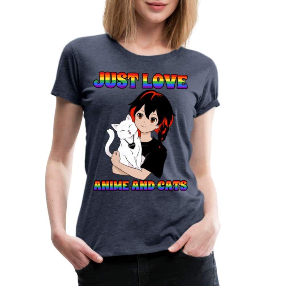 Just Love Anime - Regenbogen - Premium T-Shirt - Blau meliert