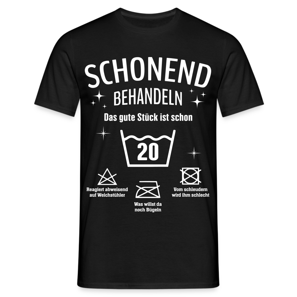 20. Geburtstags T-Shirt Schonend Behandeln - Das gute Stück is schon 20 Lustiges Geschenk Shirt - Schwarz