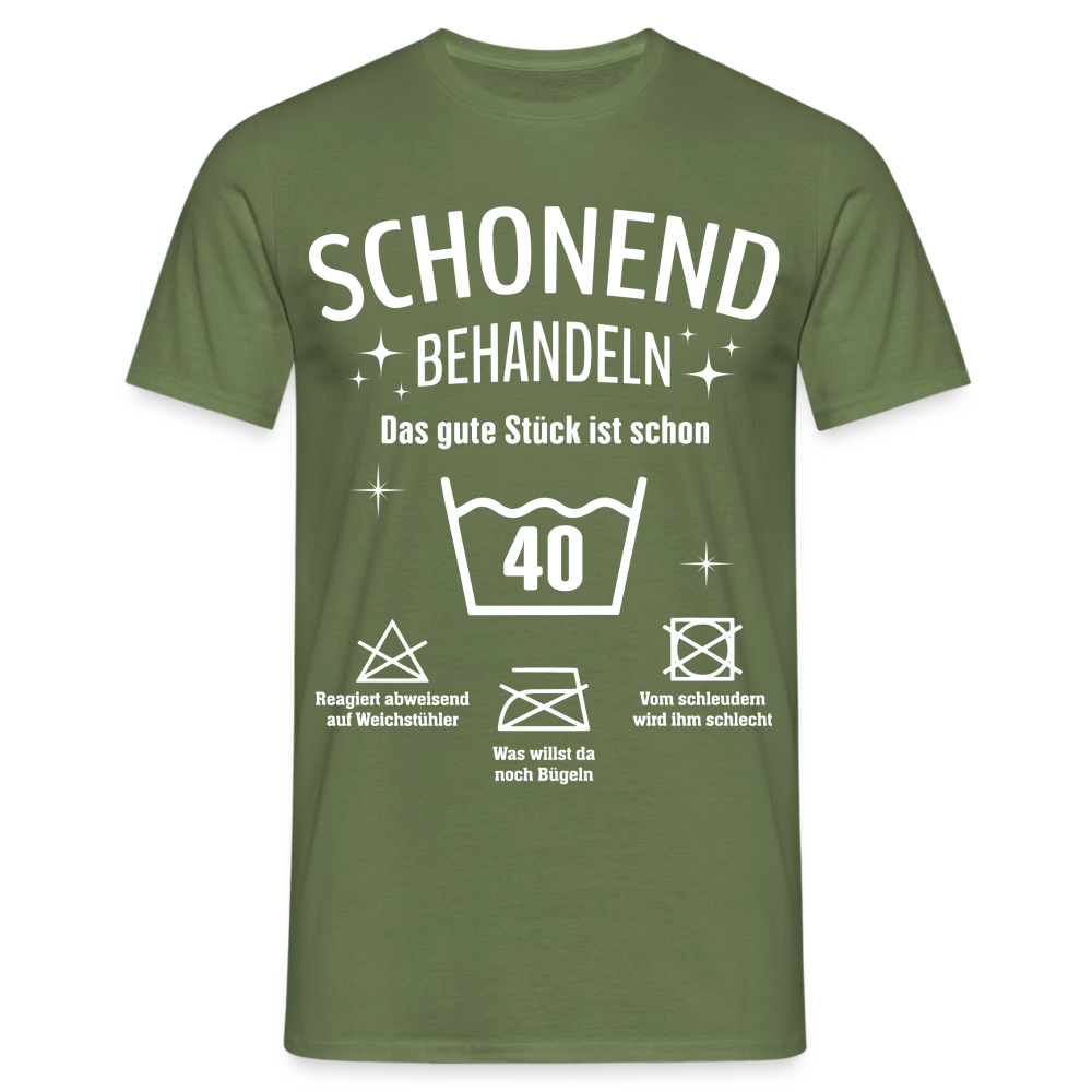 40. Geburtstags T-Shirt Schonend Behandeln - Das gute Stück is schon 40 Lustiges Geschenk Shirt - Militärgrün